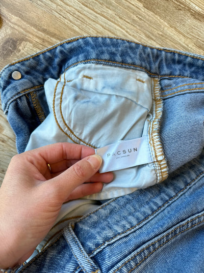 Jean bleu denim coupe mom 3/4, T.34