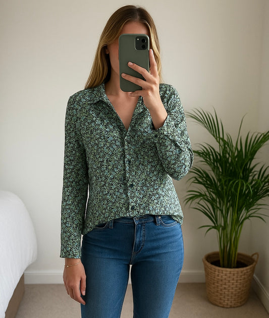 Chemise fleurie vert T.36