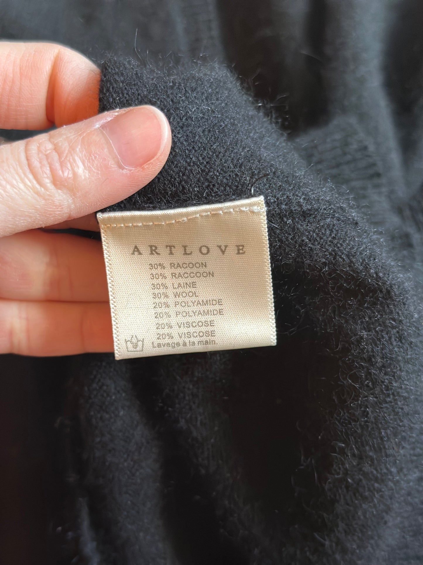 Pull noir col V laine mélangée T.34