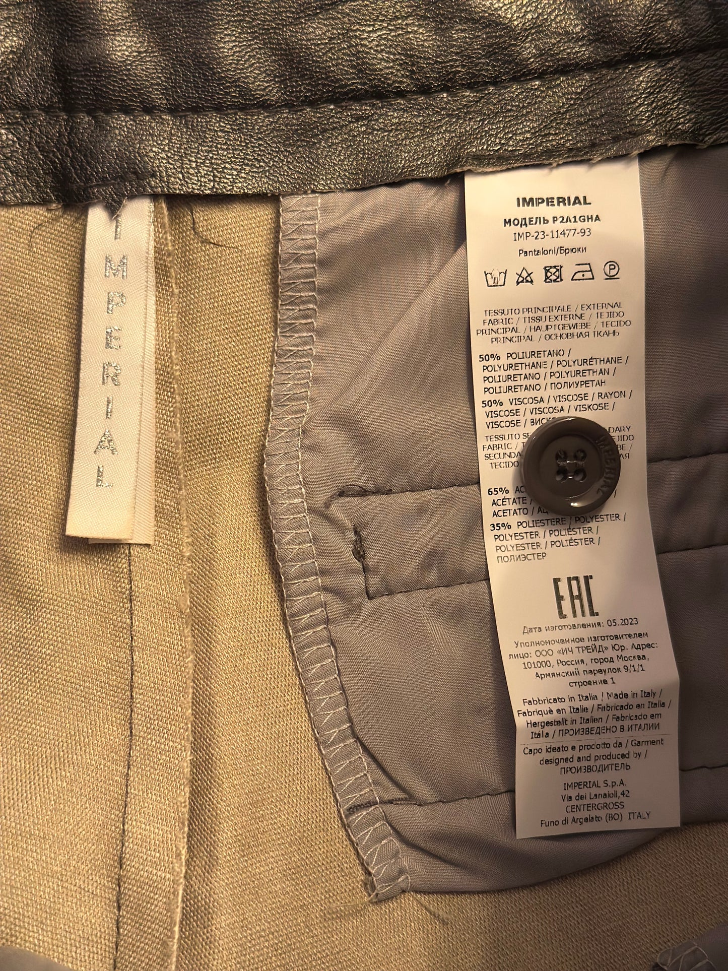 Pantalon effet cuir argenté Imperial – Taille XS