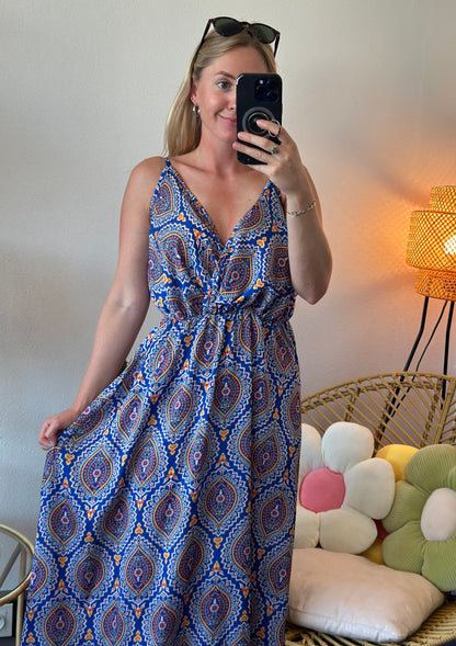 Robe longue d'été bleue à motifs T.38