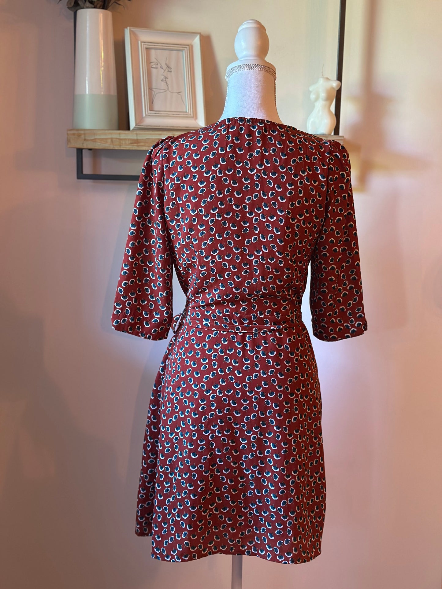 Robe portefeuille imprimé fleuri terracotta T.36