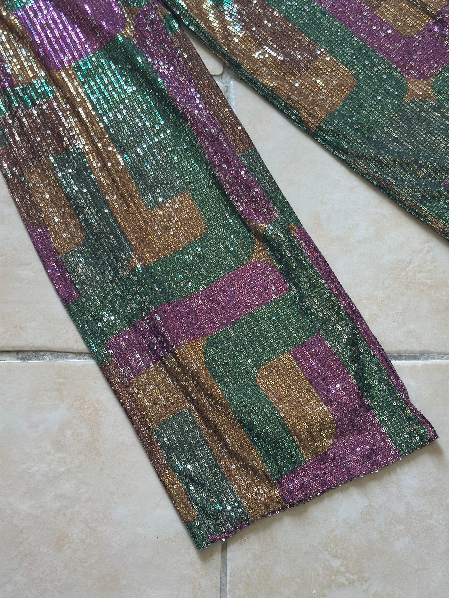 Pantalon à sequins multicolore neuf T.36/38