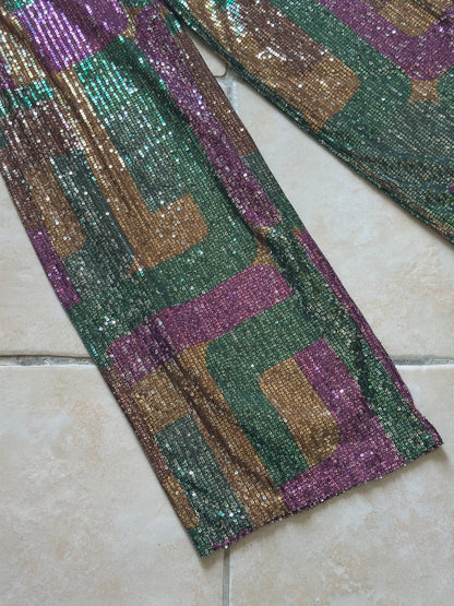 Pantalon à sequins multicolore neuf T.36/38
