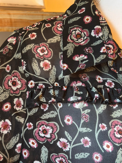 Blouse fluide imprimé floral noir T.44