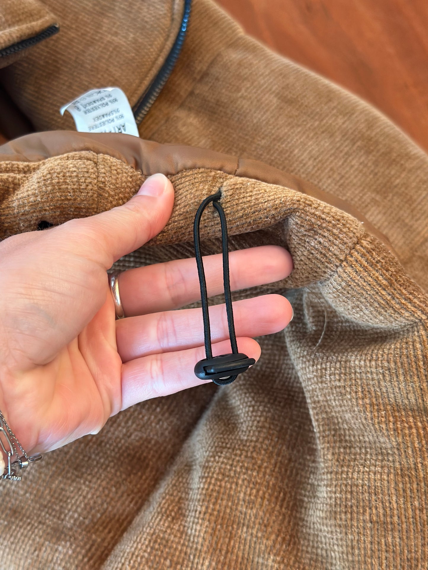 Veste en velours matelassée marron clair T.36/38