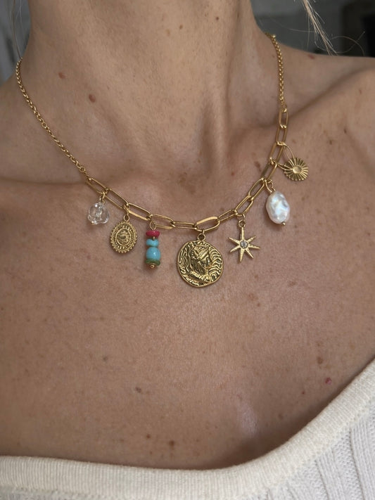 Collier doré en acier inoxydable – pendentifs tendance et colorés