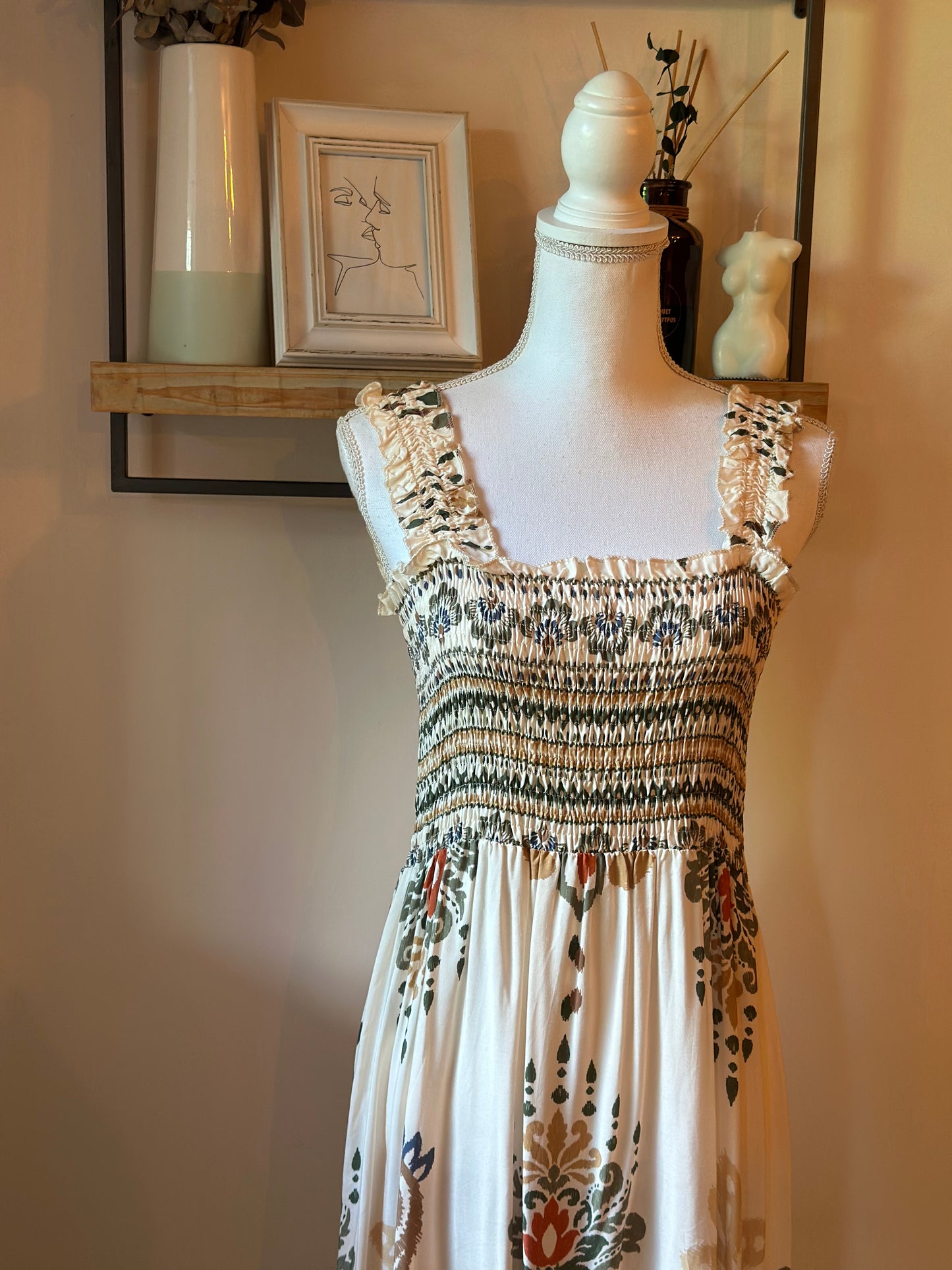 Robe longue bohème imprimé ethnique T.U