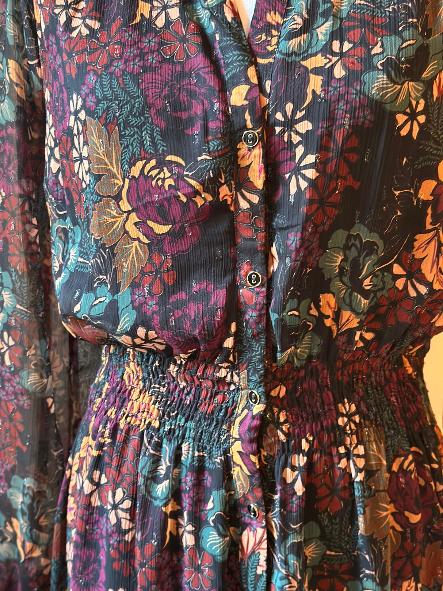 Robe longue fluide imprimé fleurs T.40