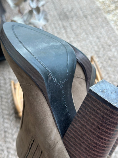 Bottines talon épais daim marron P.37