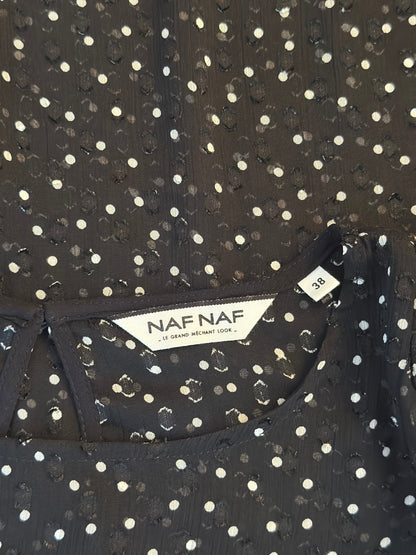 Blouse noire à pois blancs T38