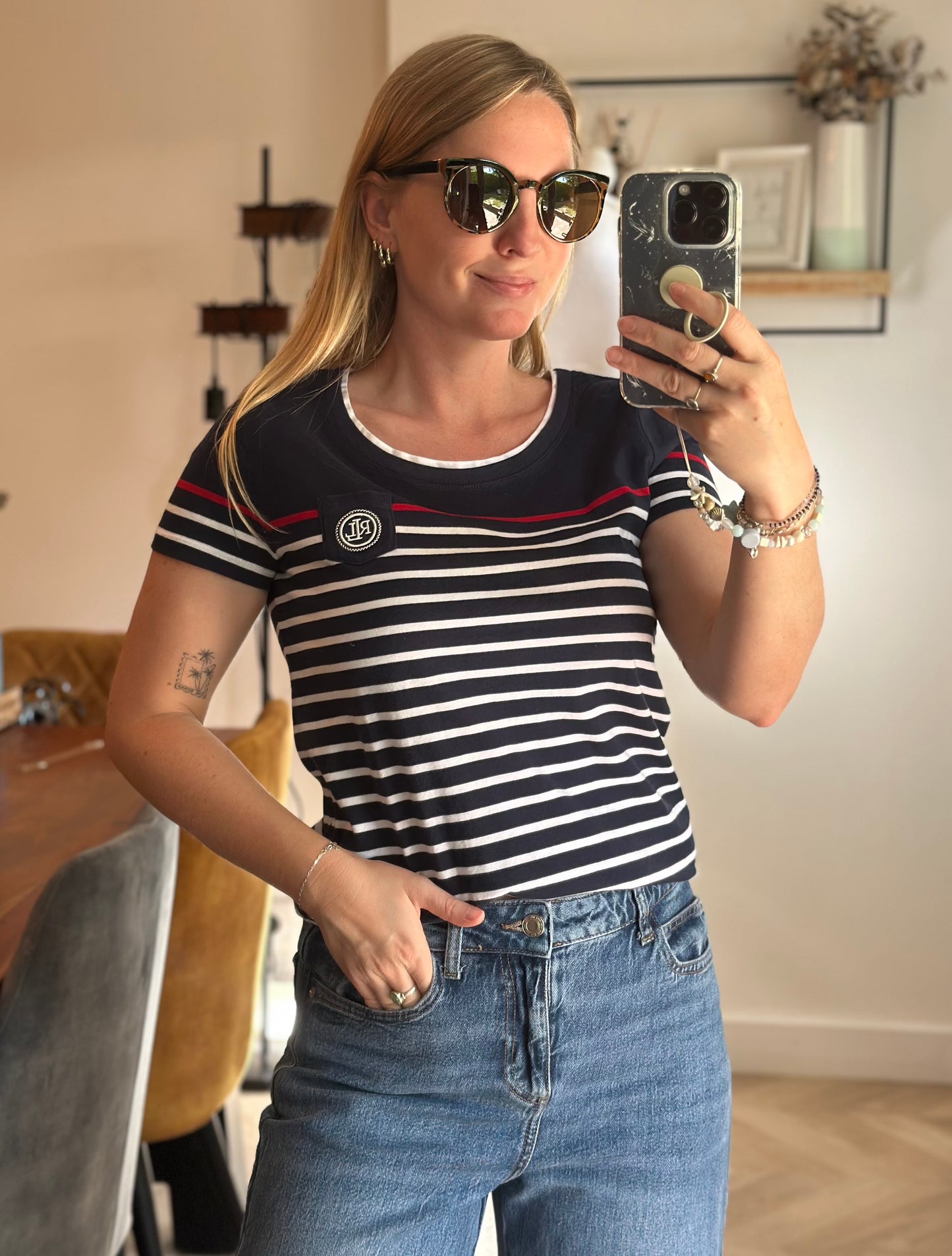 T-shirt marinière bleu marine et blanc T.36