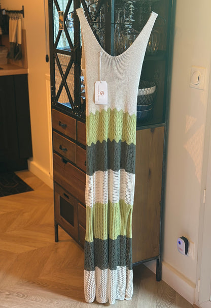 Robe longue maille bleue neuve T.U