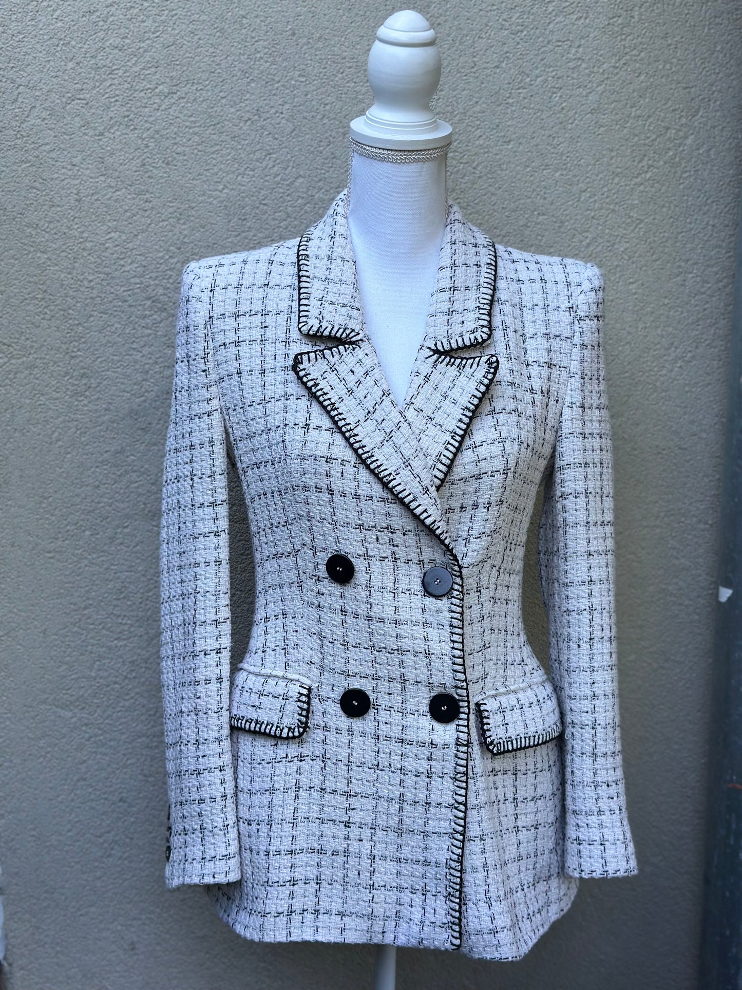 Blazer tweed blanc et noir - taille S