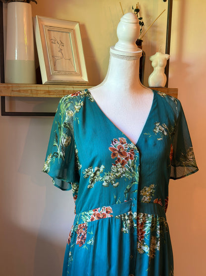 Robe longue fluide imprimé fleuri T.40
