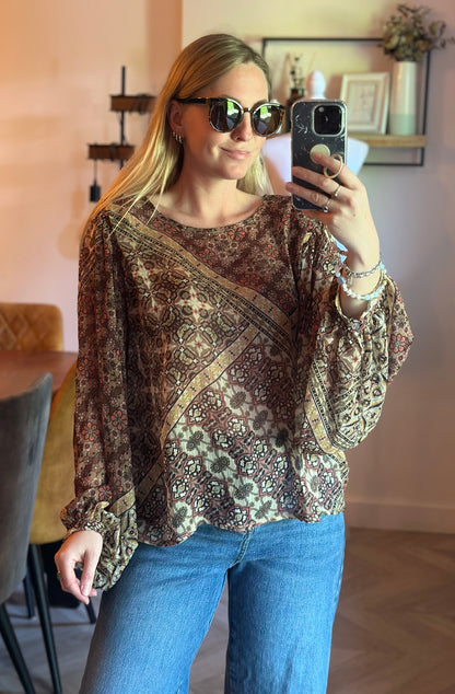 Blouse bohème imprimé patchwork Made in Italy T.U (38 au 42)