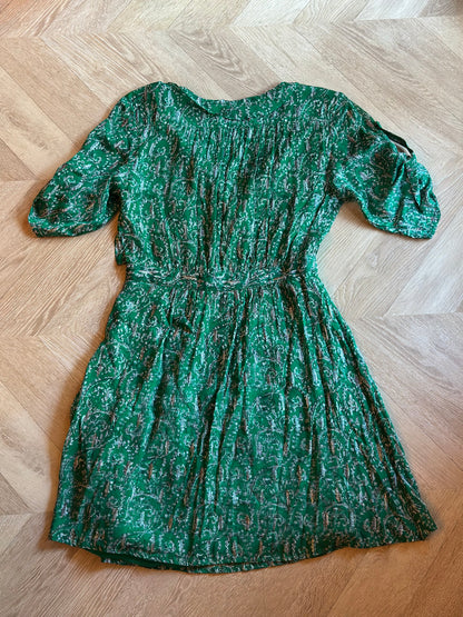 Robe fluide cachemire vert lurex modèle Clem T.34