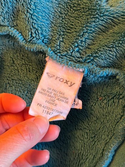 Sweat zippé à capuche uni bleu T.34