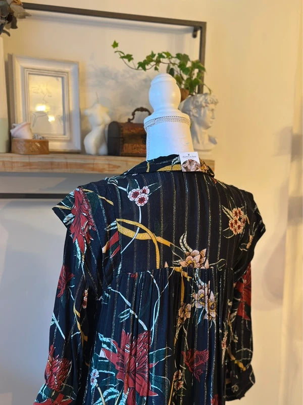 Robe midi fluide imprimé fleuri - Modèle Paprika T.36