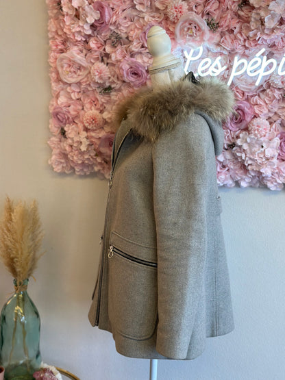 Manteau gris chiné en laine T.38