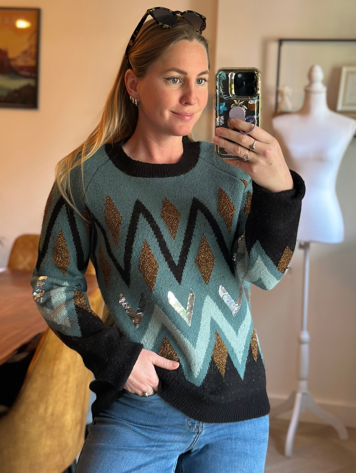 Pull à motifs géométriques T.34