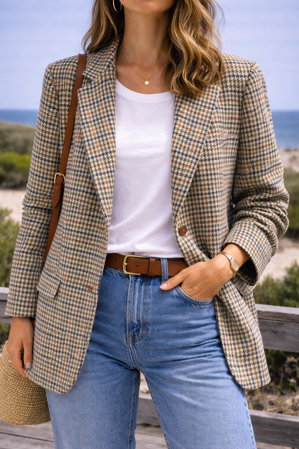 Veste de blazer en laine Ralph en laine à motif pied-de-poule T.40