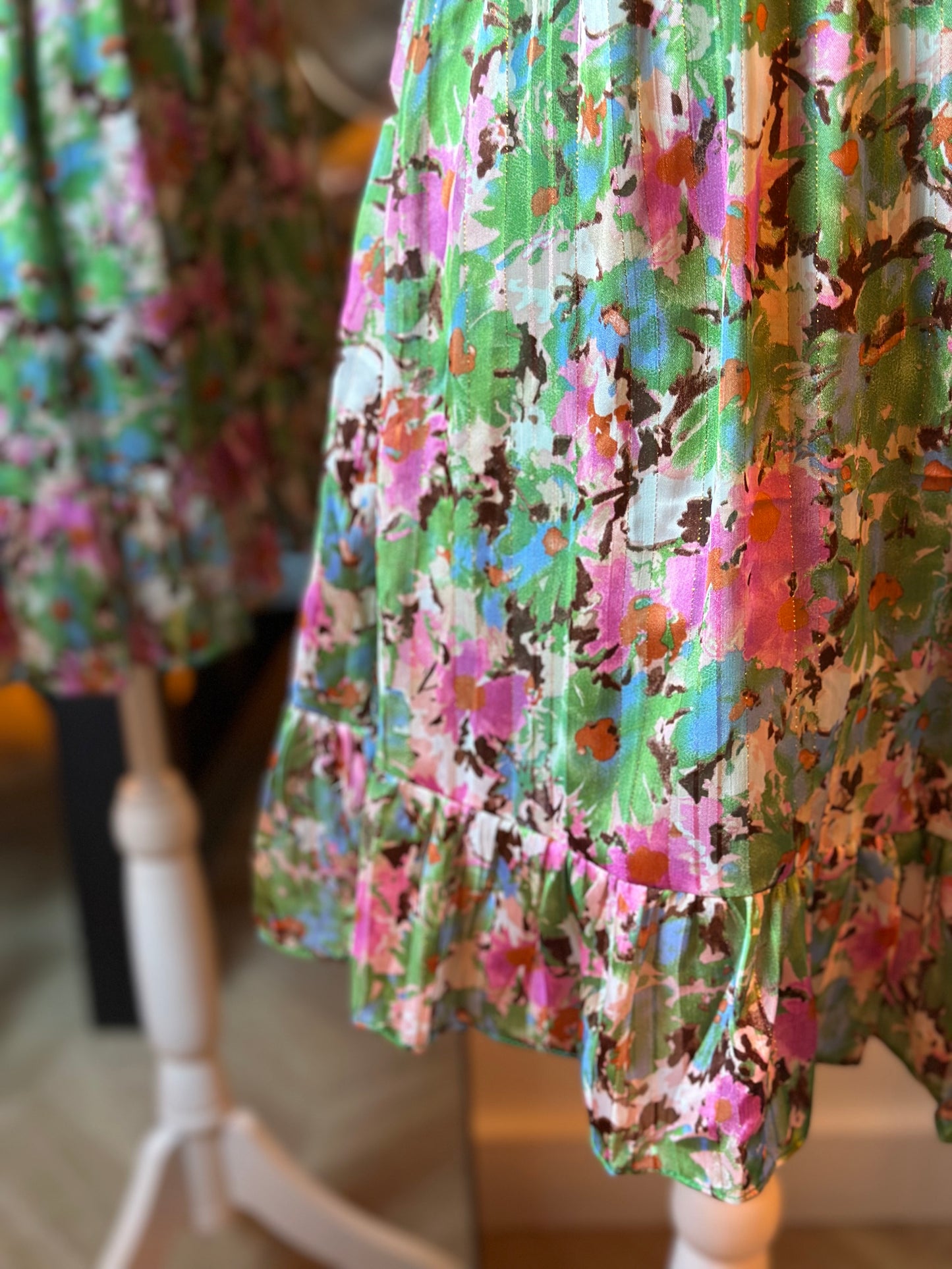 Robe d’été fleurie vert rose T.36