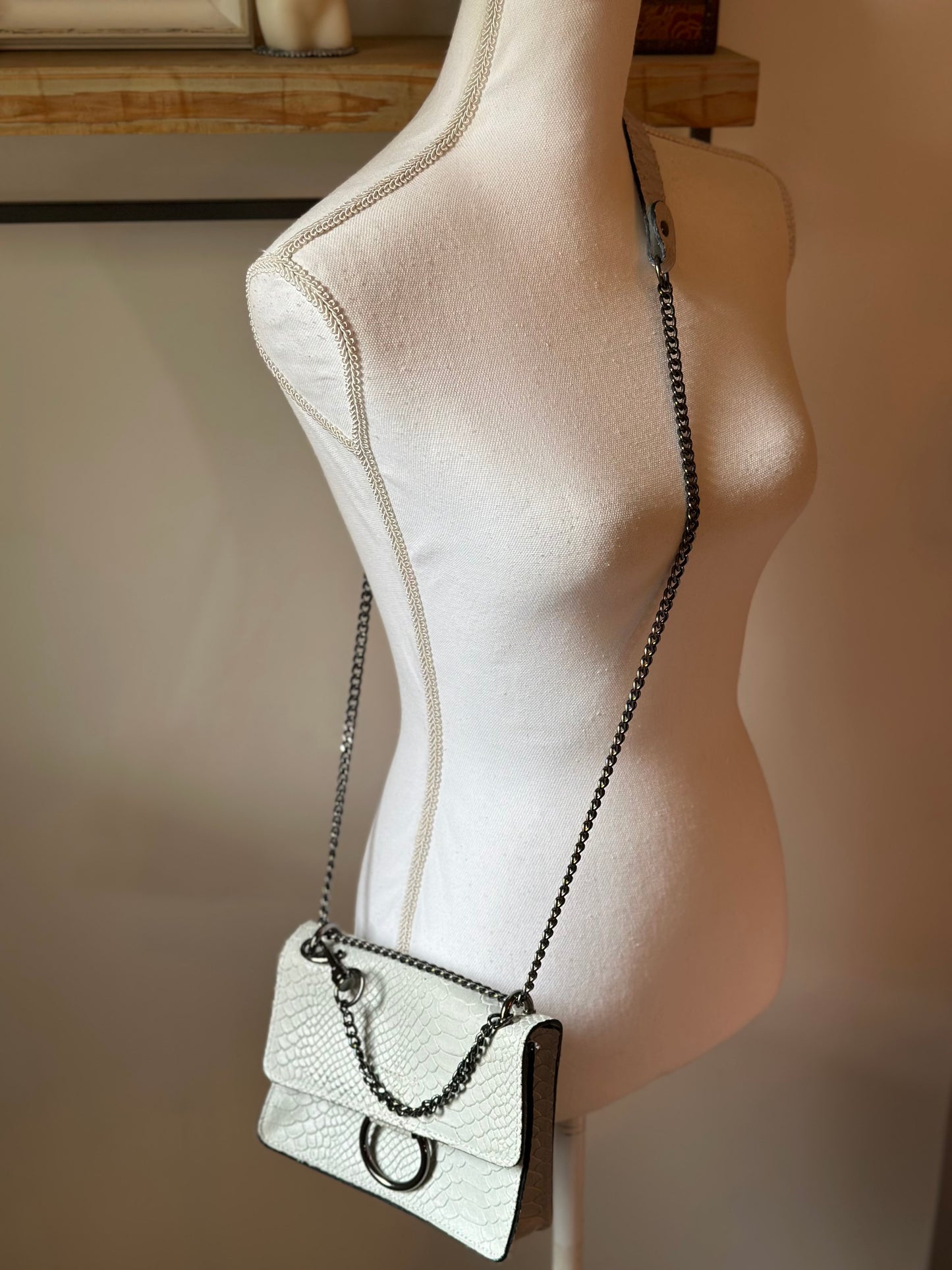 Sac à bandoulière en cuir blanc en cuir fabriqué en Italie