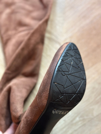 Cuissardes en daim marron clair à lacets T.36