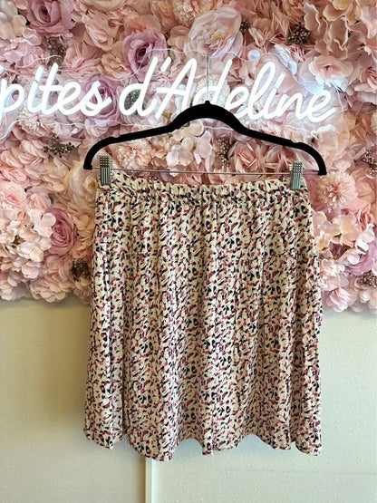 Jupe fluide à motifs blanc et rose neuve T.40/42
