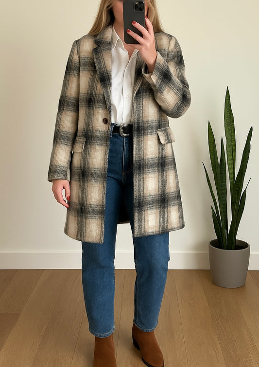 Manteau en laine beige modèle Lamar T.38