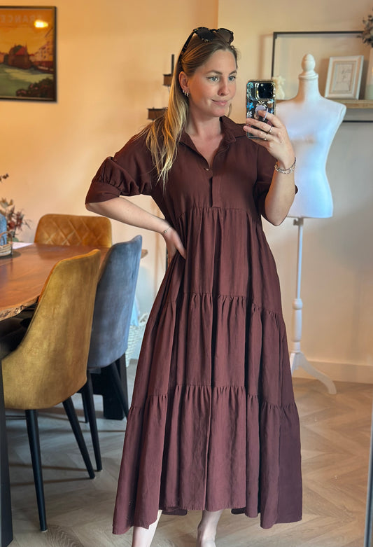 Robe mi-longue ample marron T.34 oversize
