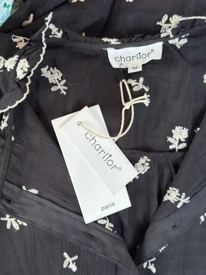 Chemise noire brodée Neuve avec étiquette T.38