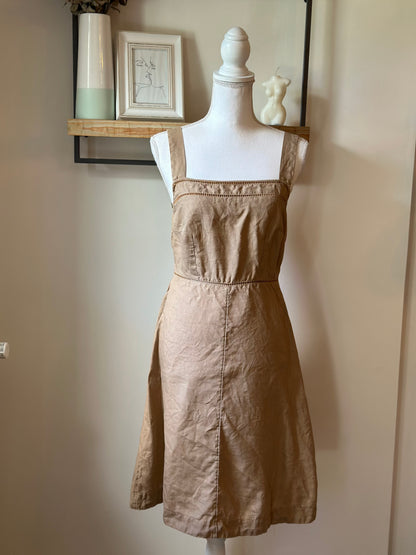 Robe mi-longue lin beige Caroll bretelles larges coupe fluide - taille 38