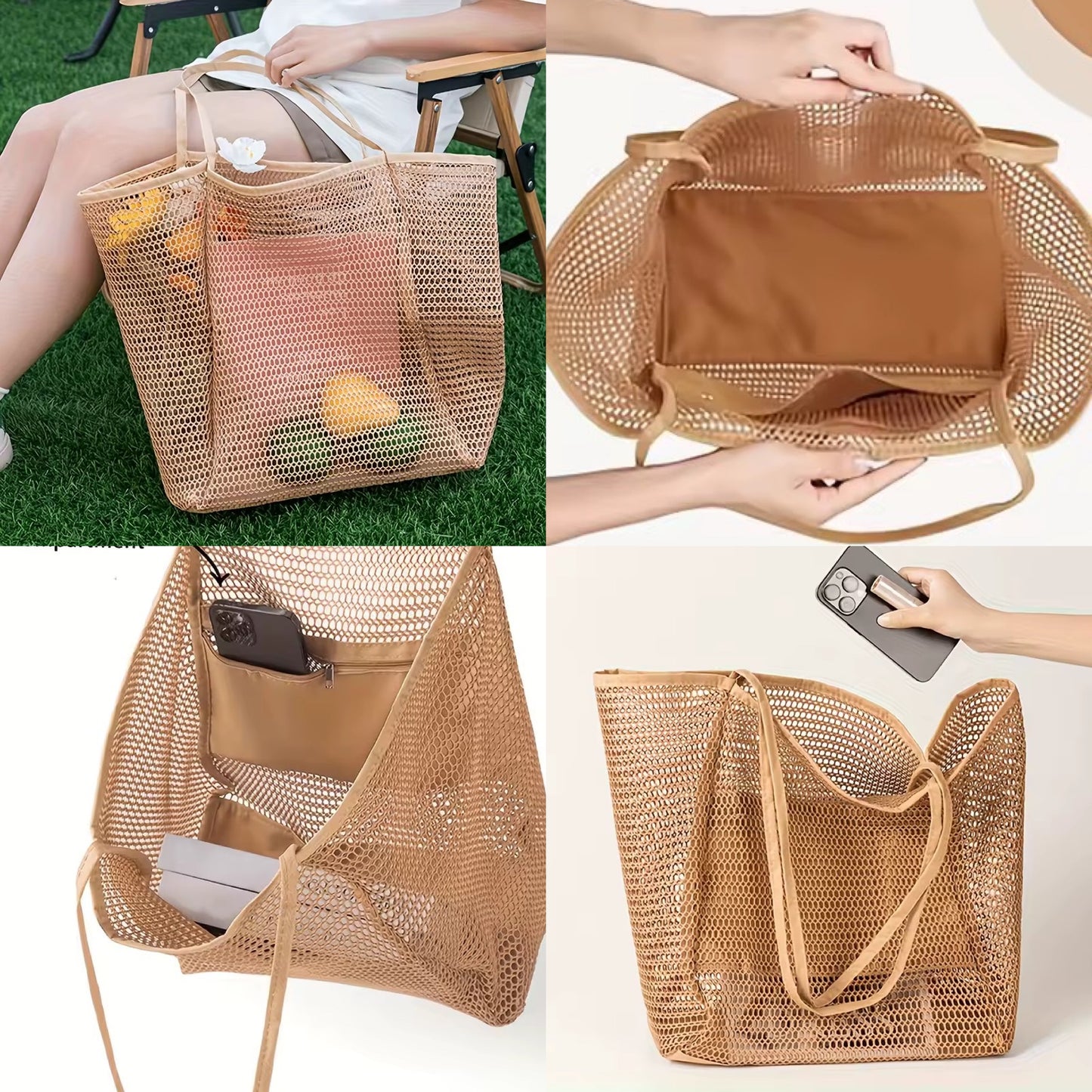 Sac cabas de plage en maille unie neuf