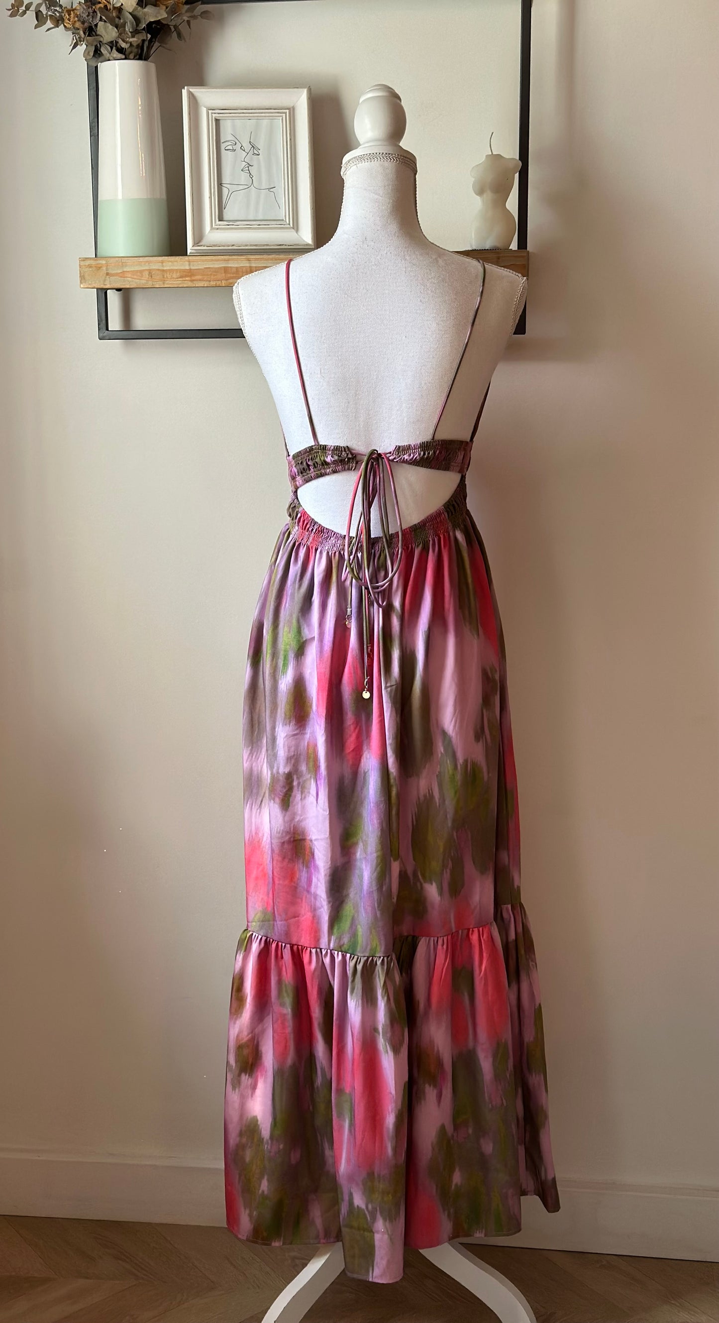 Robe longue fluide rose lila colorée neuf T.36