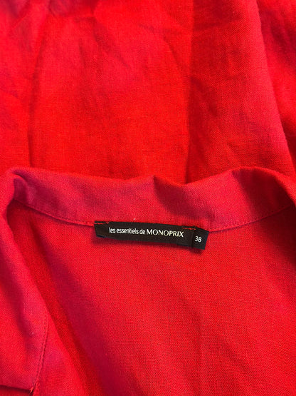 Robe chemise rouge en lin et viscose T.38