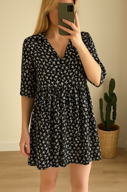 Robe courte fleurie noir et blanc Ba&sh T.34