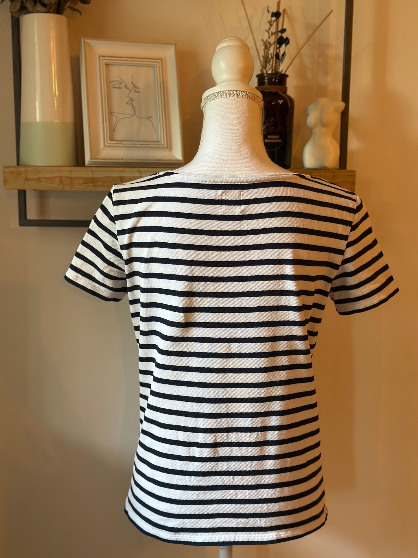 T-shirt marinière broderie bateau en coton T.36