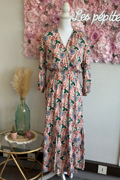 Robe longue à imprimé floral coloré, T.40