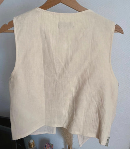 Gilet sans manches brodé fleuri T.36/38