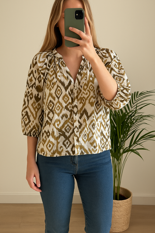Blouse imprimé ethnique T.38