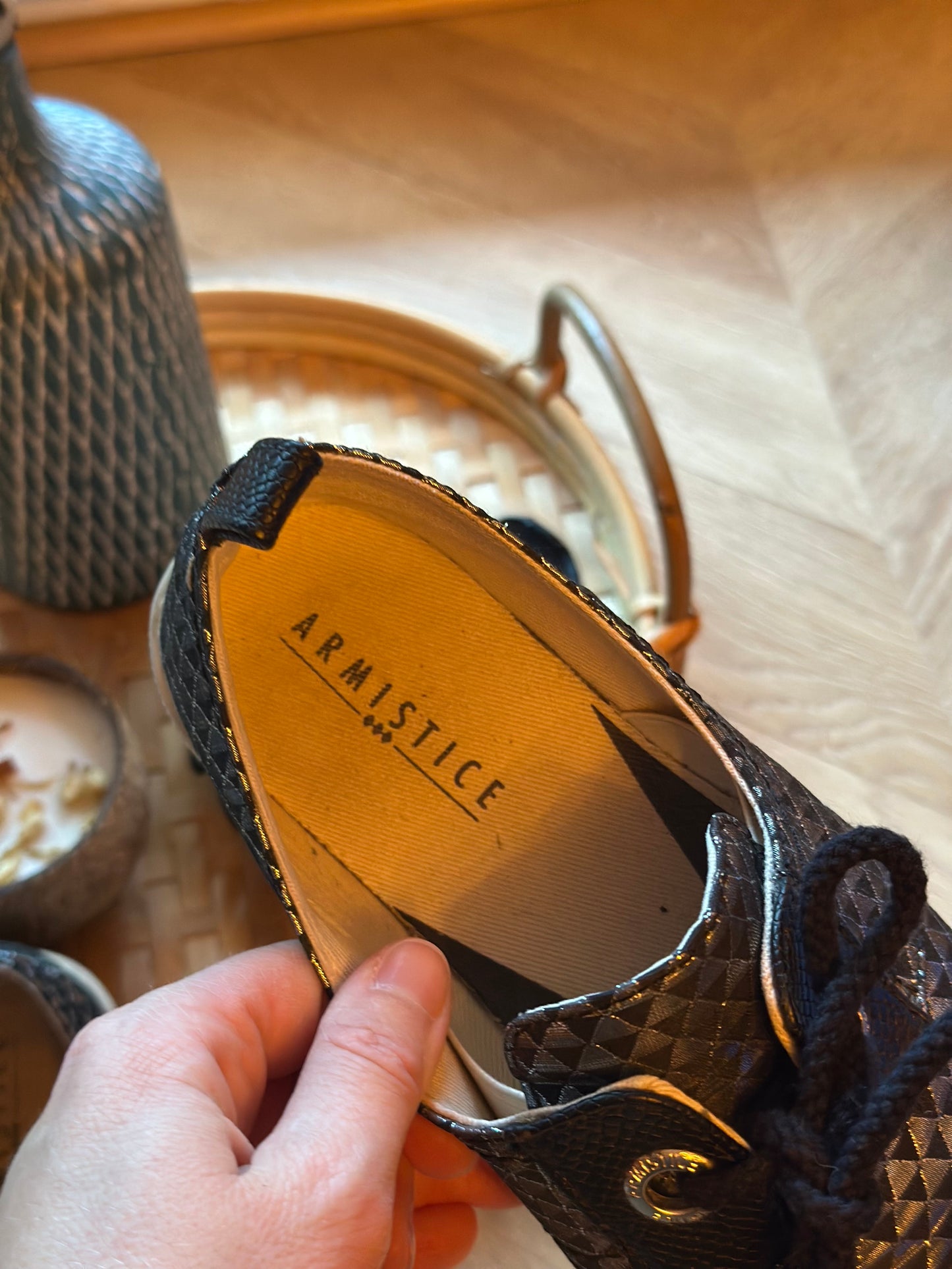 Derbies imprimé géométrique noir argenté P.37