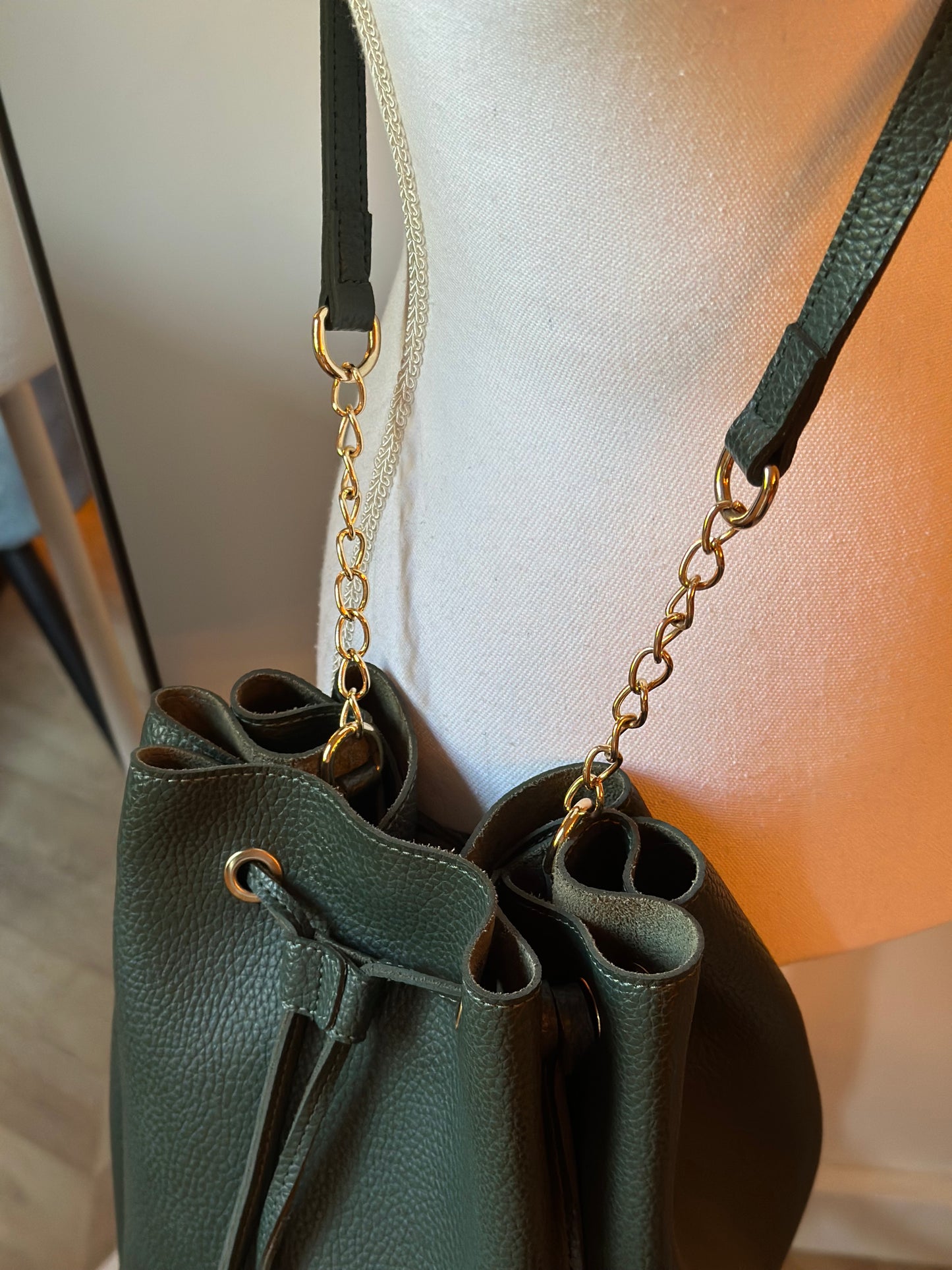 Sac seau uni vert
