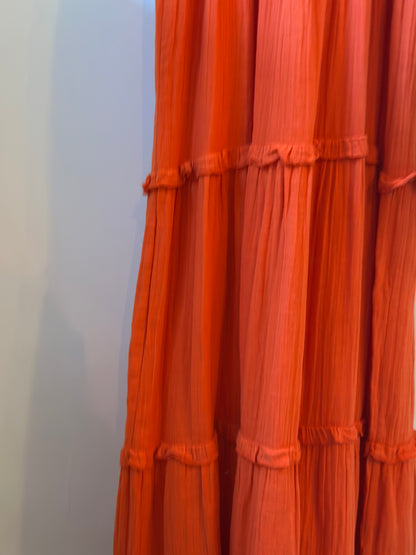Robe longue terracotta smockée - T.34