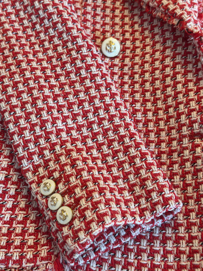 Blazer tweed rouge et blanc T.36