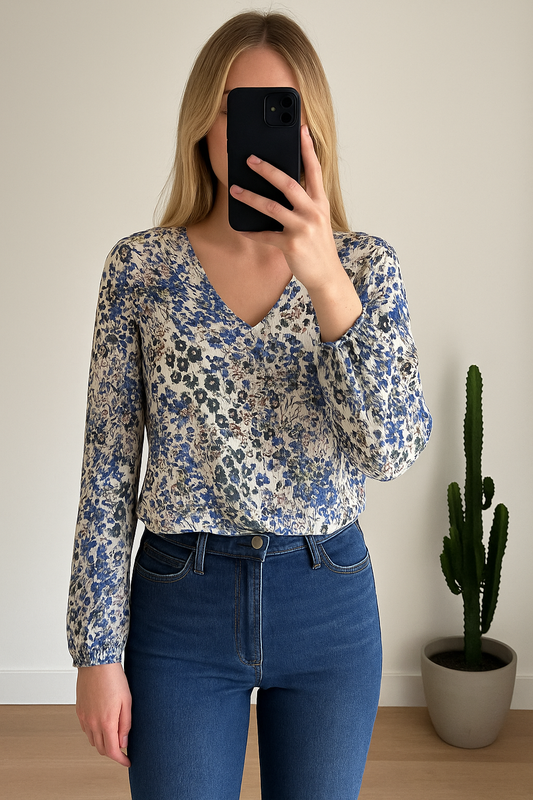 Blouse fluide imprimé fleuri T.38 oversize