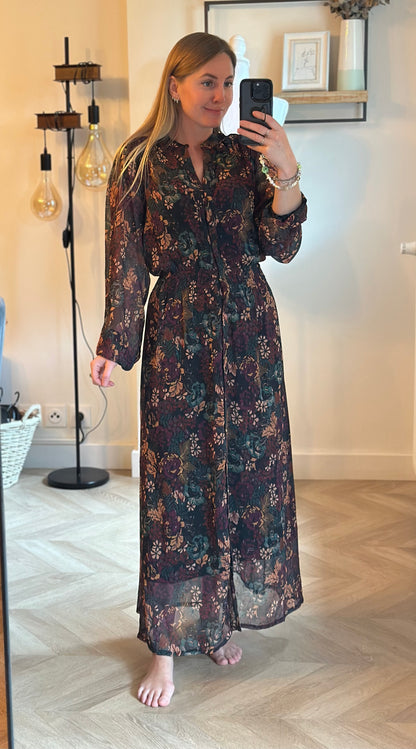 Robe longue fluide imprimé fleurs T.40
