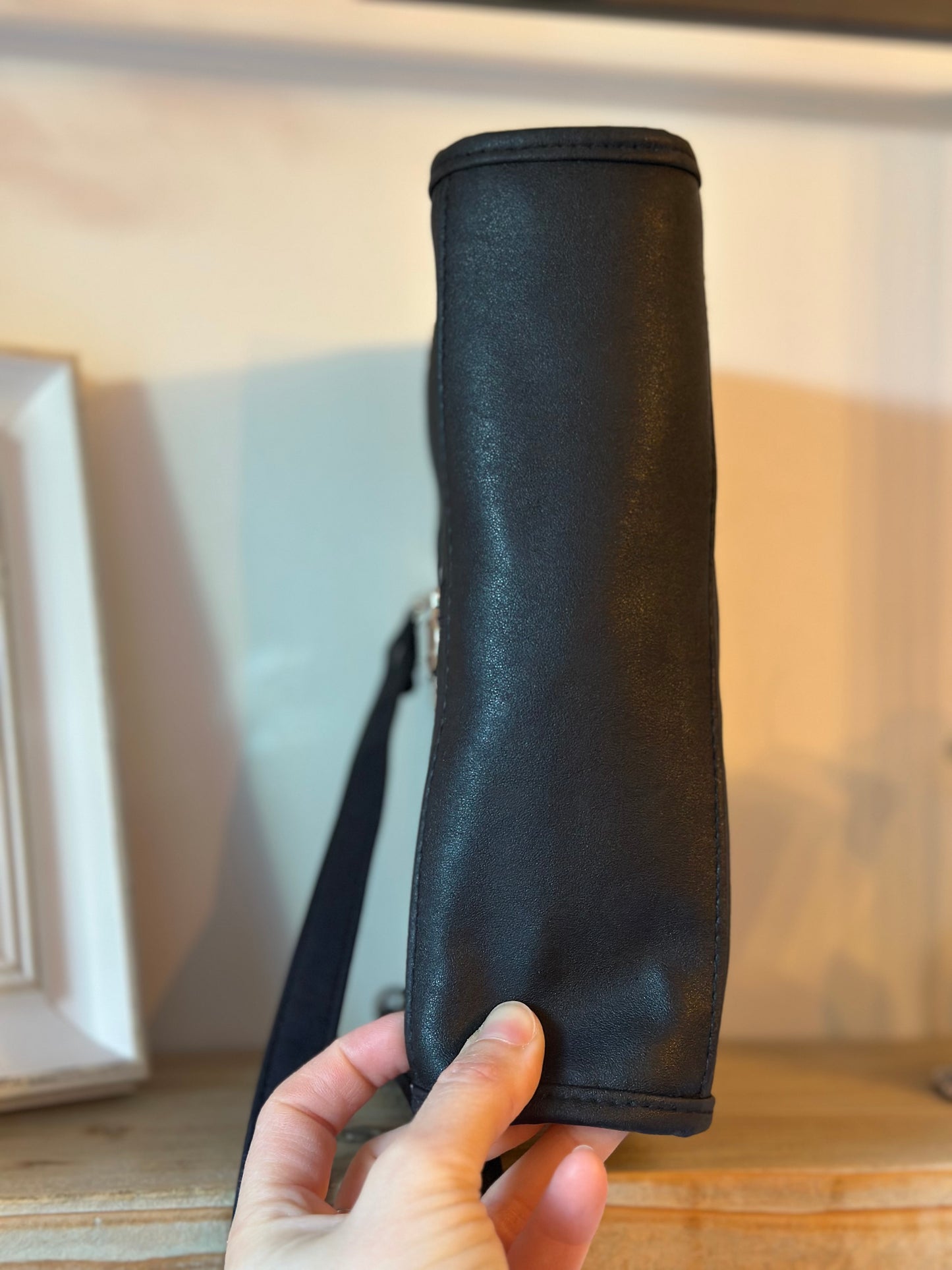 Sac bandoulière noir uni vintage