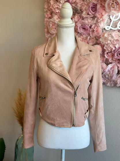 Veste perfecto en suédine rose clair, T.38